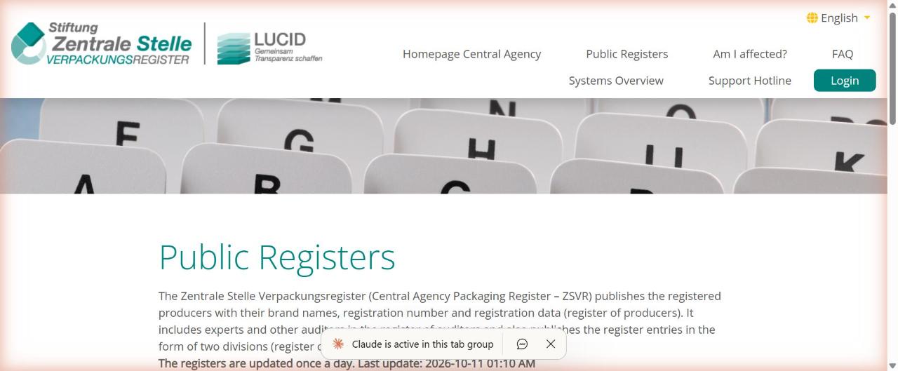 Pagina del registro pubblico LUCID, dove chiunque può verificare le aziende registrate